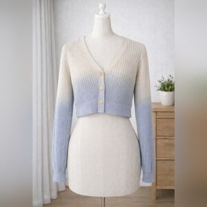 Chic Gradient Cardigan in Blue and Cream